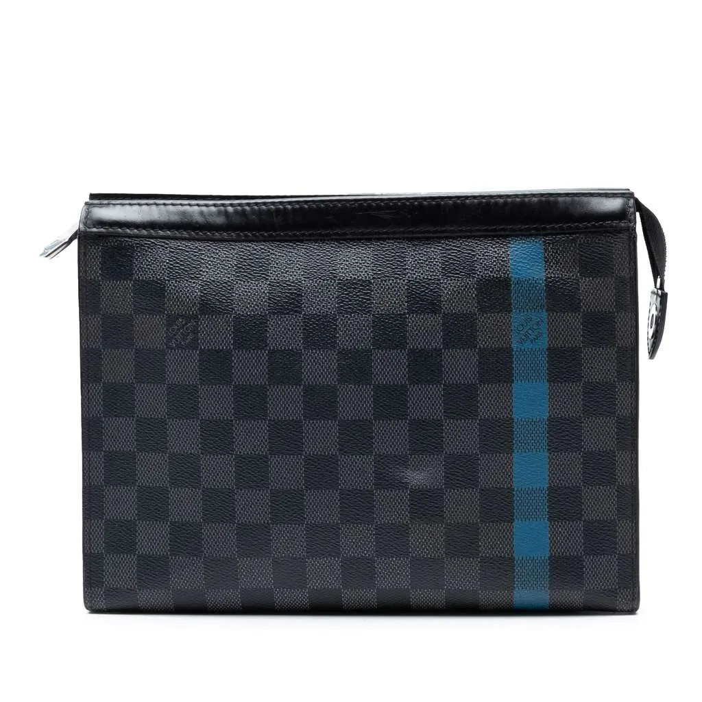 Louis Vuitton Damier Graphite Stripe Pochette Voyage MM Black Good - Front View