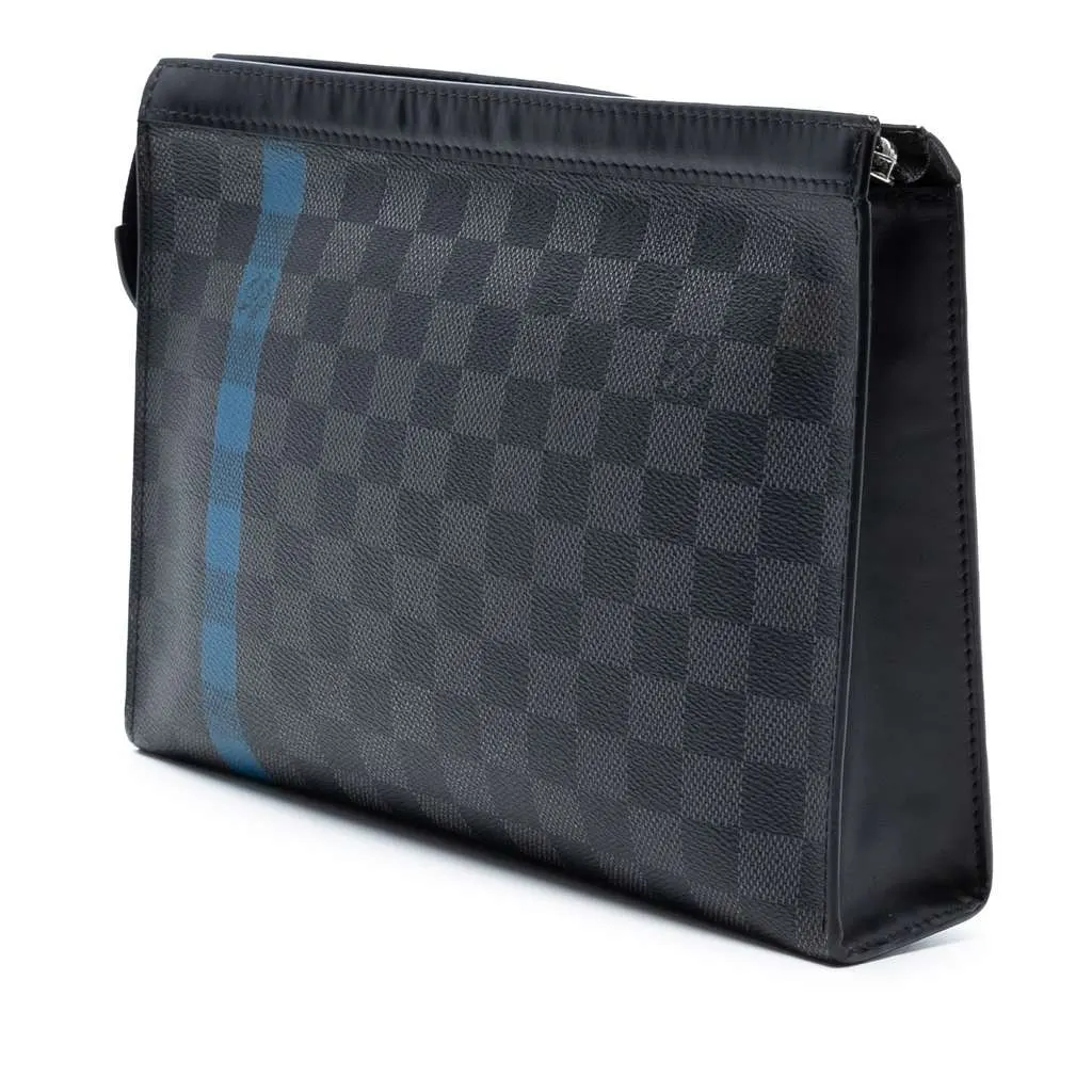 Louis Vuitton Damier Graphite Stripe Pochette Voyage MM Black Good - Back View