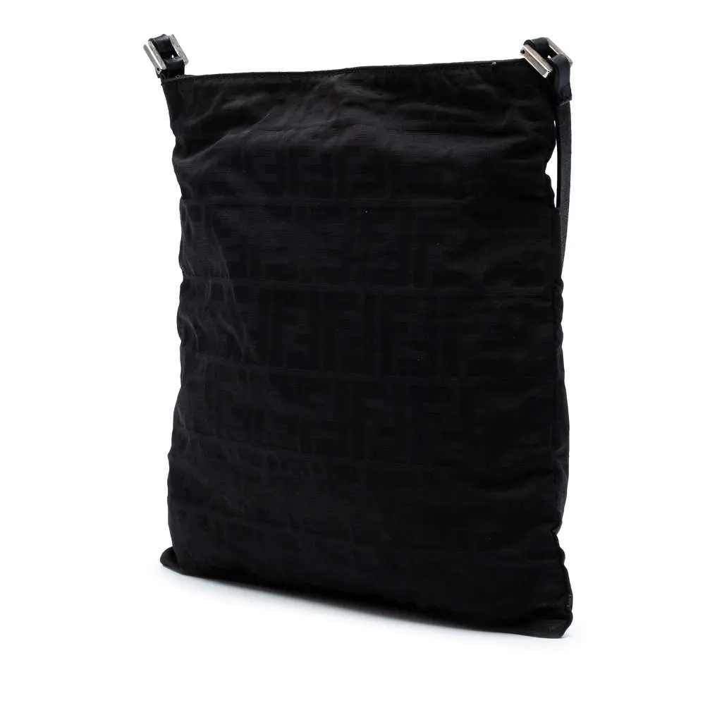 Fendi Zucca Canvas Shoulder Bag Black Canvas Good - Back View