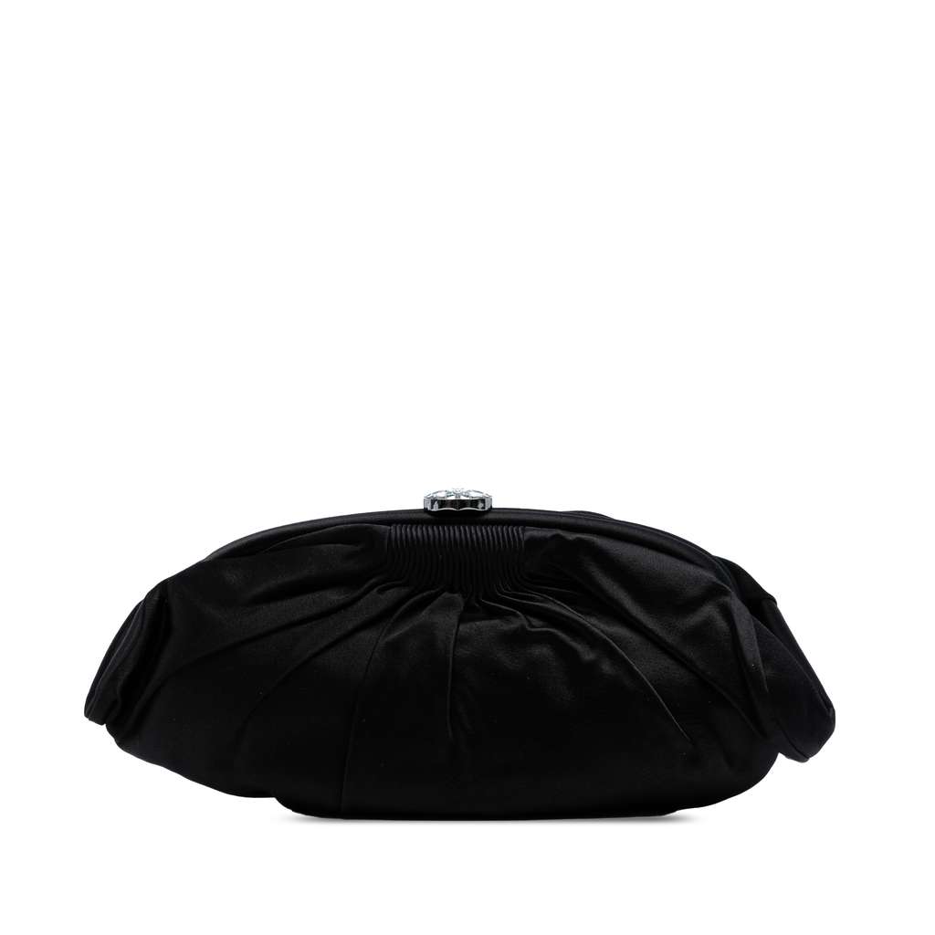 Chanel CC Pleated Satin Frame Evening Clutch