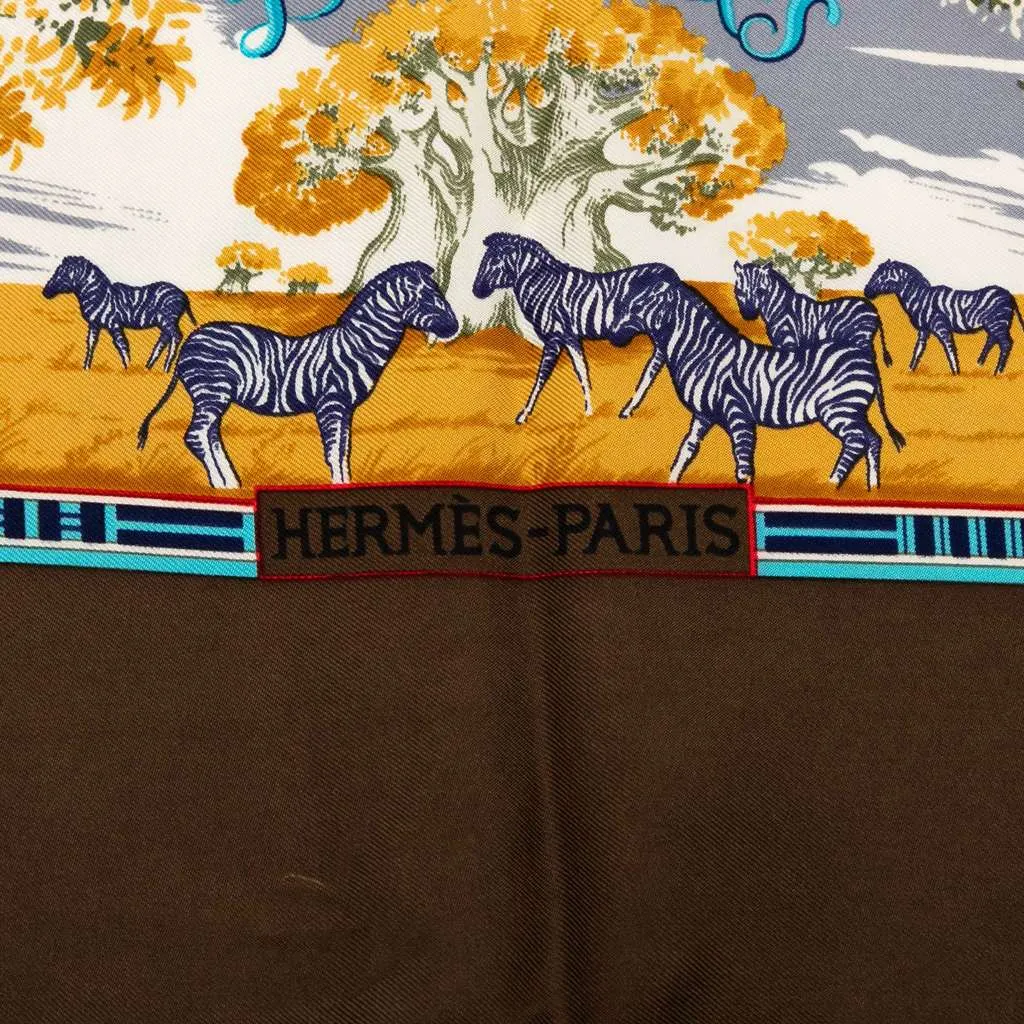 Hermès Tropiques de Paradis Silk Scarf Brown Silk Good - Inside View