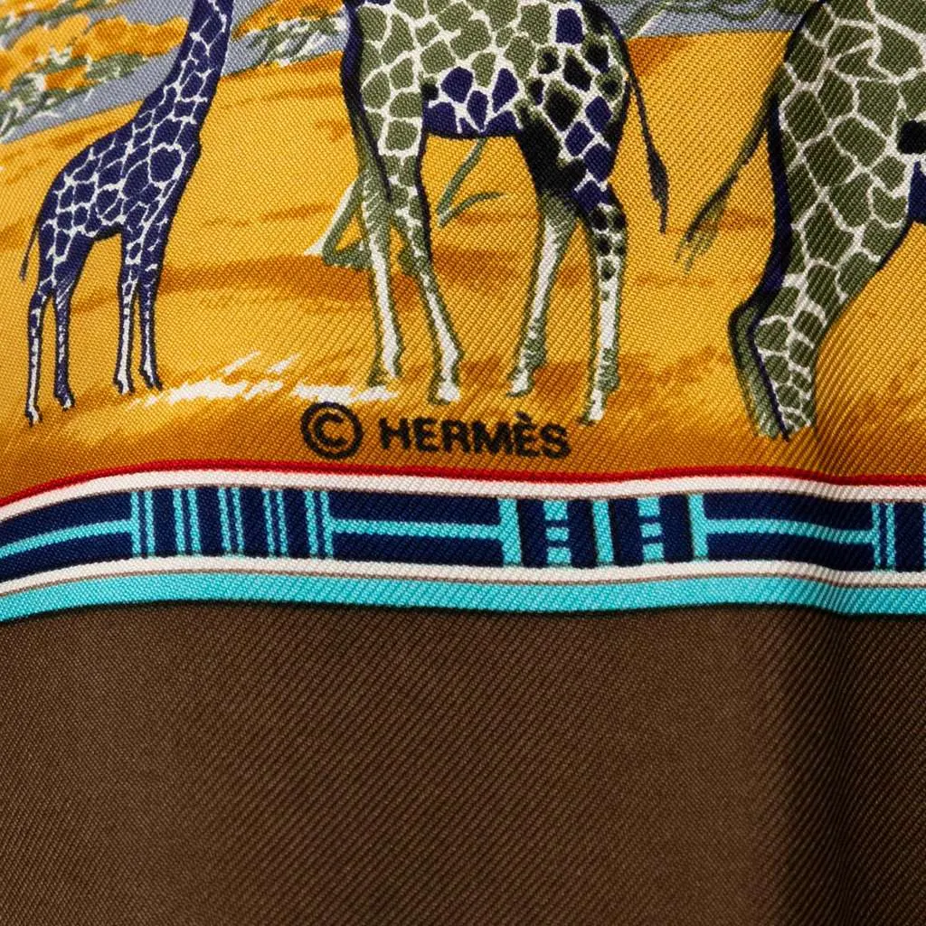 Hermès Tropiques de Paradis Silk Scarf Brown Silk Good - Model View