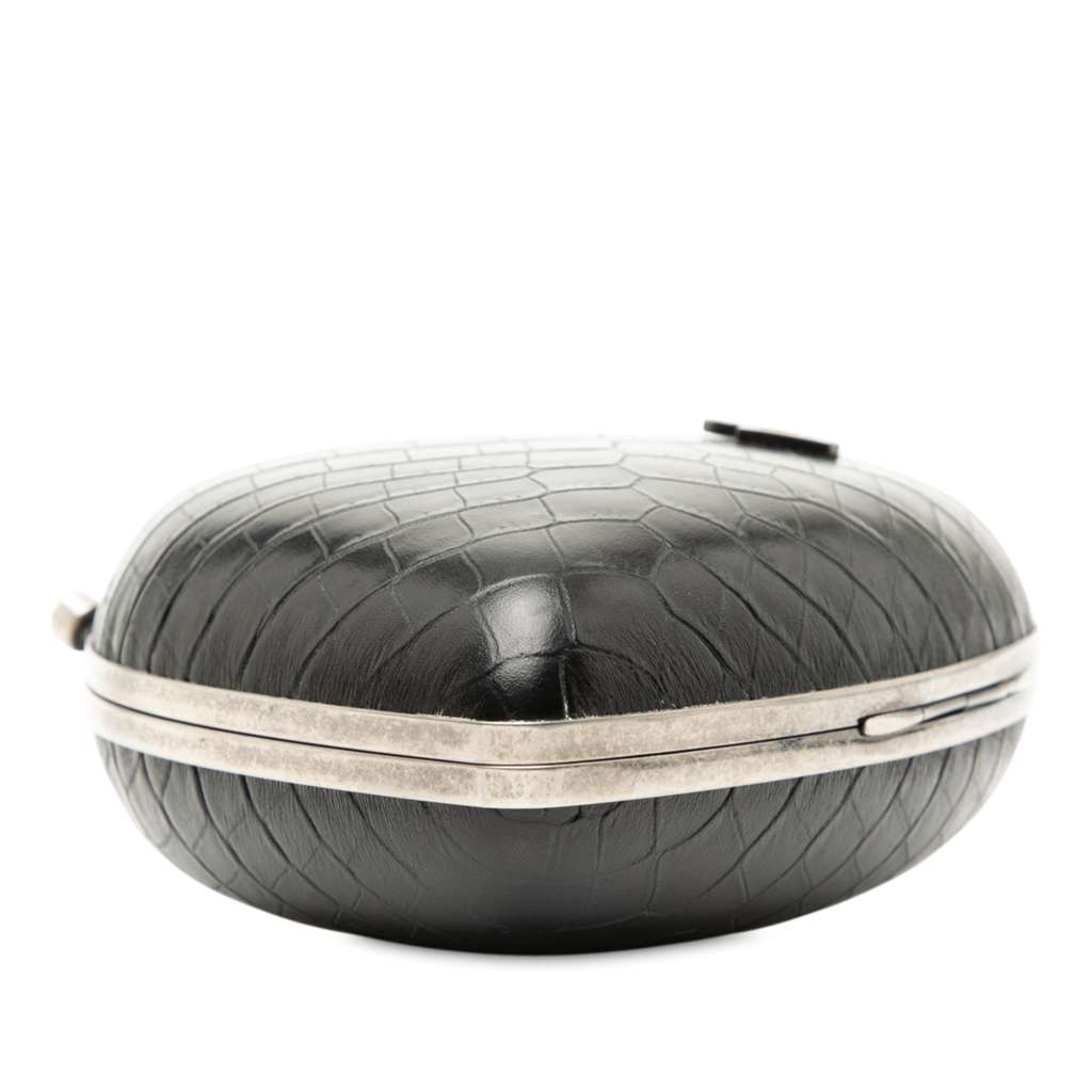 Saint Laurent Crocodile Embossed Calfskin Love Box Chain Clutch - 3