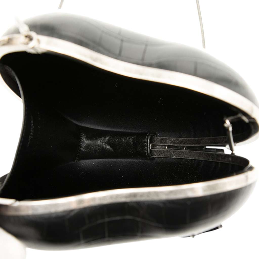 Saint Laurent Crocodile Embossed Calfskin Love Box Chain Clutch - 4