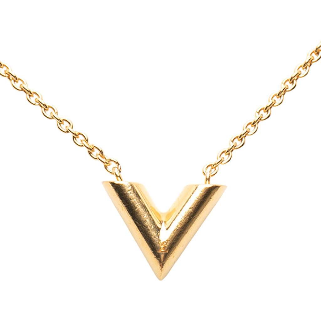 Louis Vuitton Gold Plated Essential V Necklace