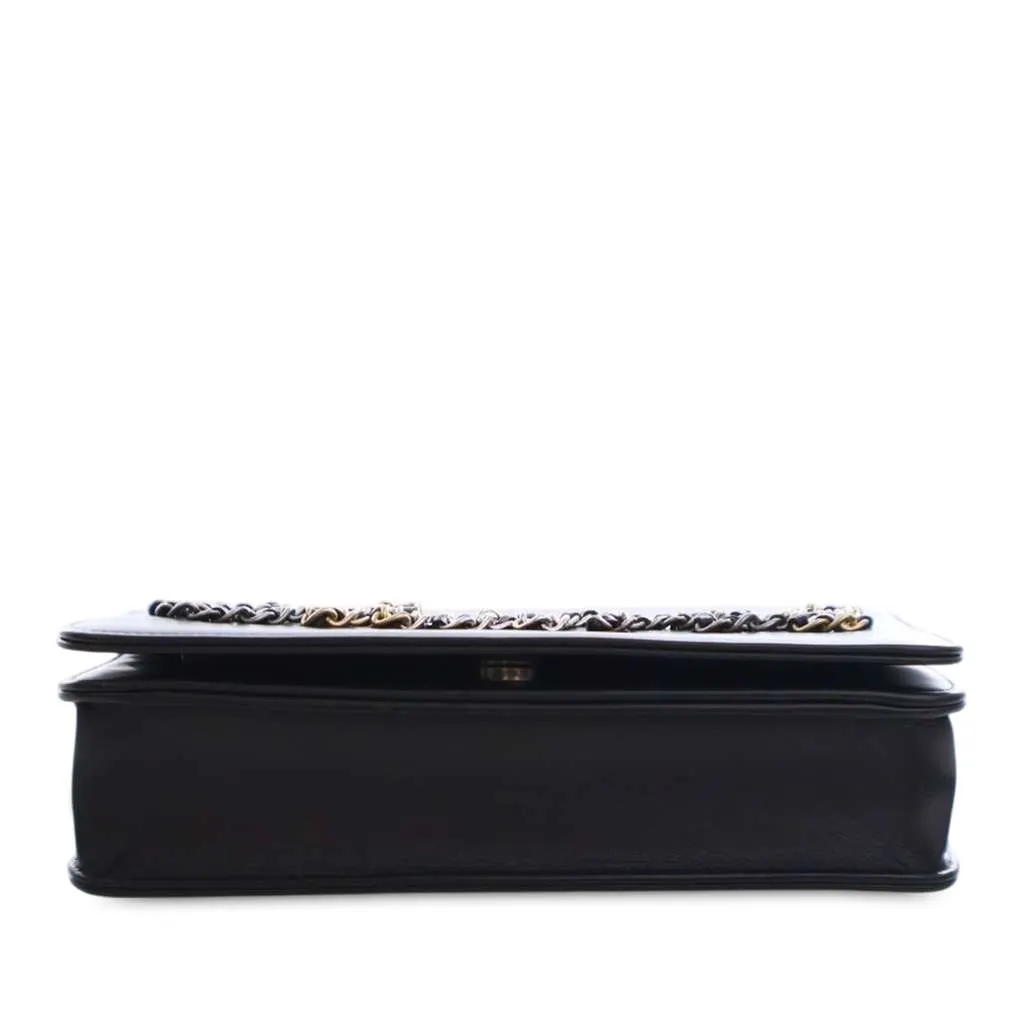 Chanel Calfskin Chain 20s Signe Wallet on Chain Black Leather Good - Model View