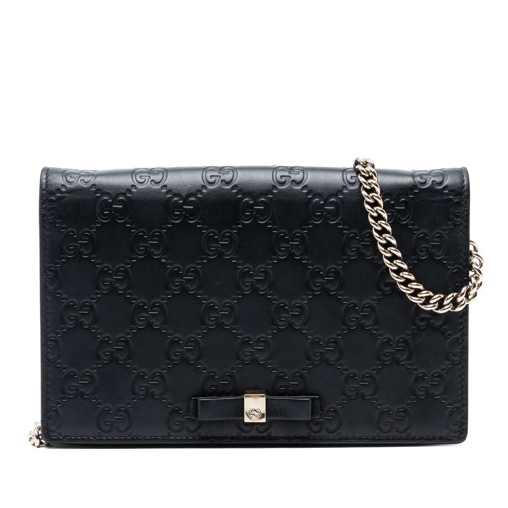 Gucci Mini Guccissima Bow Signature Wallet On Chain