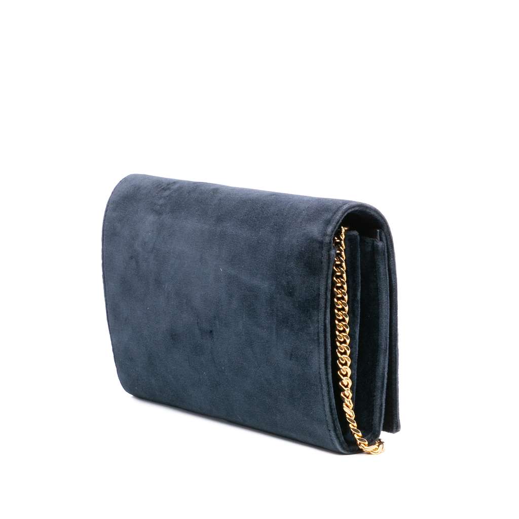 Saint Laurent Suede Monogram Kate Chain Wallet - 2