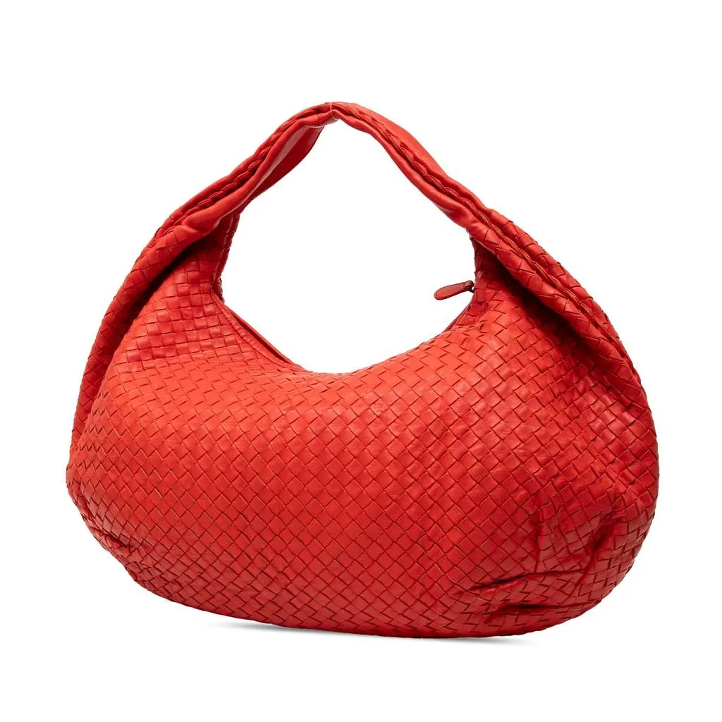 Bottega Veneta Large Nappa Intrecciato Belly Hobo Red Leather Very good - Back View