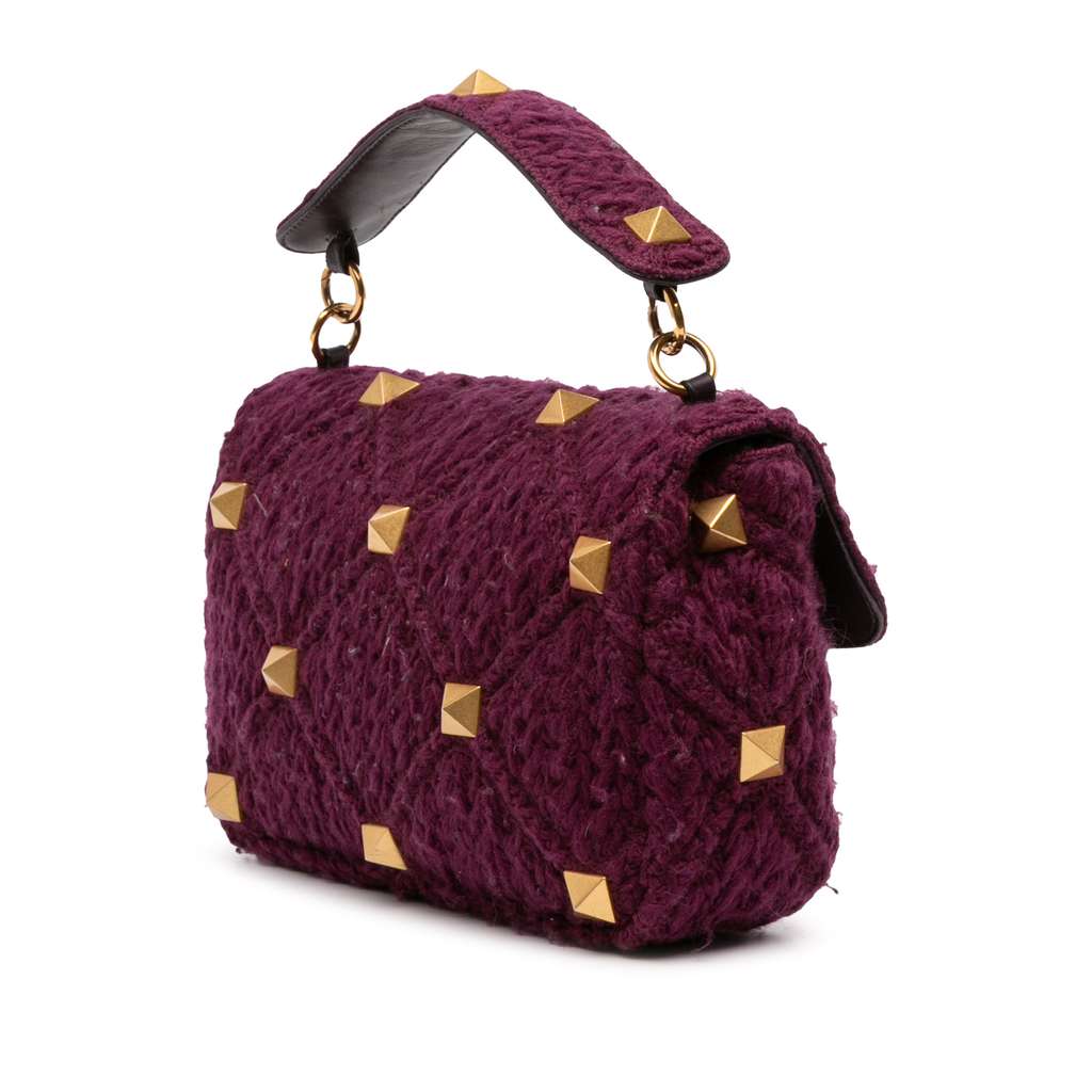 Valentino Large Knit Roman Stud Satchel - 2