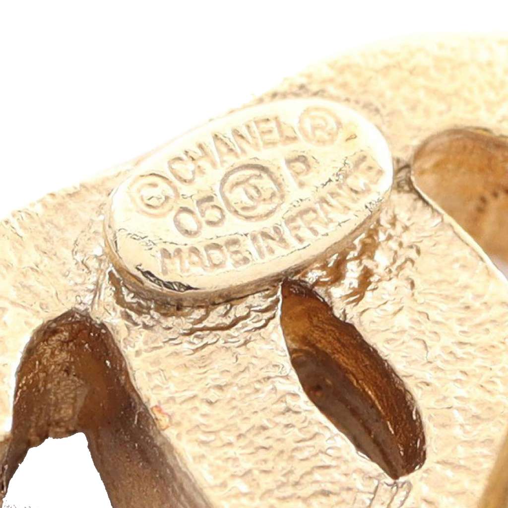 Chanel CC Gold Plated Rhinestone Pearl and Resin Drop Push Back Earrings - 3