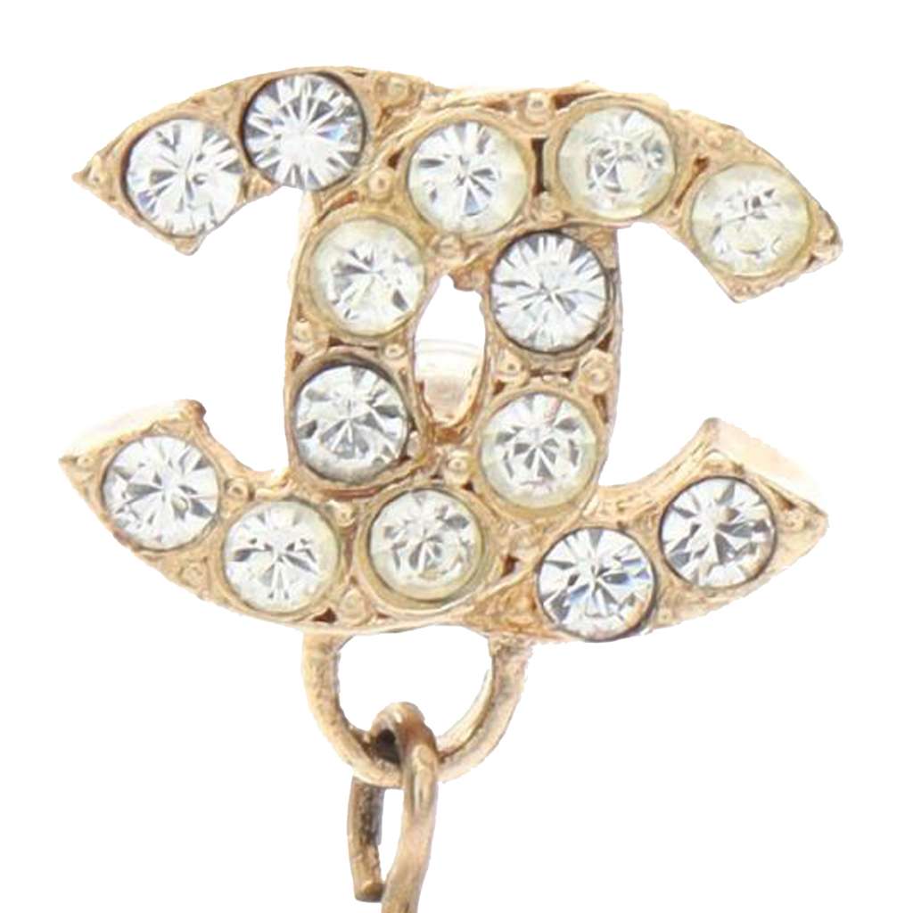 Chanel CC Gold Plated Rhinestone Pearl and Resin Drop Push Back Earrings - 5