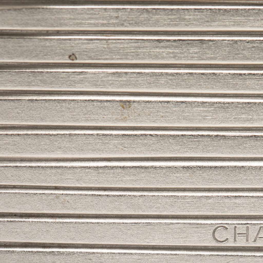 Chanel Silver Logo Square Brooch - 4