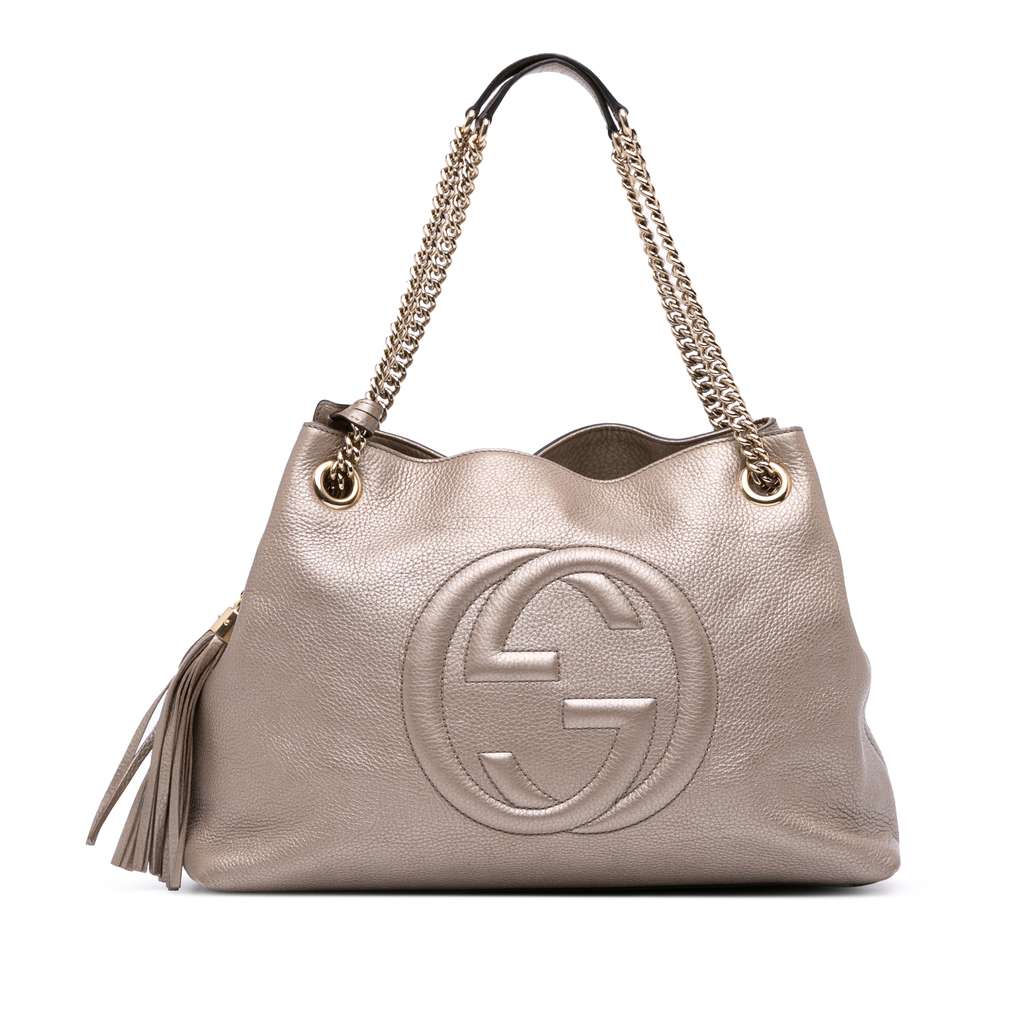 Gucci Medium Metallic Leather Soho Chain Tote