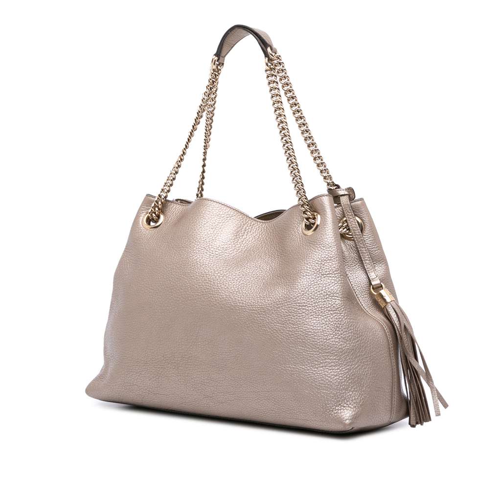 Gucci Medium Metallic Leather Soho Chain Tote - 2