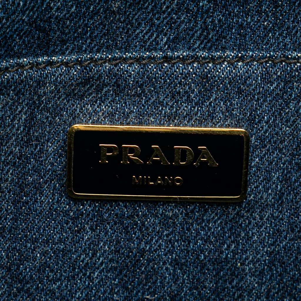Prada Denim Canapa Logo Satchel - 5