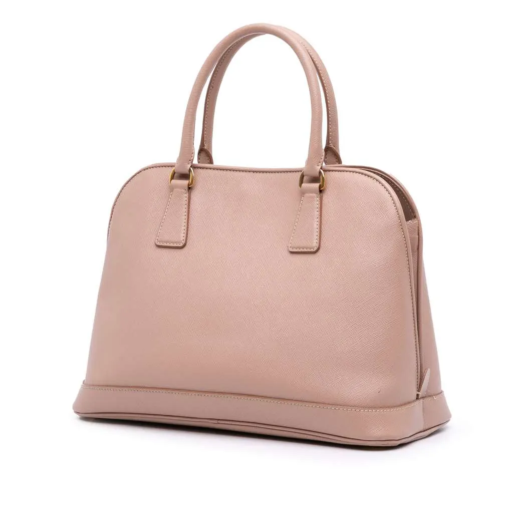 Prada Medium Saffiano Lux Open Promenade Satchel Brown Leather Good - Back View