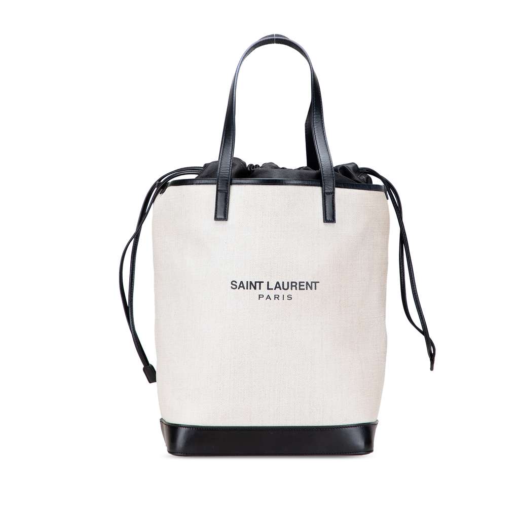 Saint Laurent Canvas Teddy Drawstring Shopping Tote