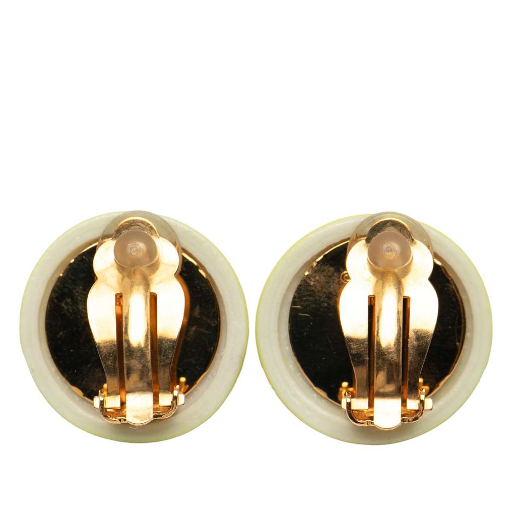Chanel CC Resin and Gold Plated Clip On Earrings - 2
