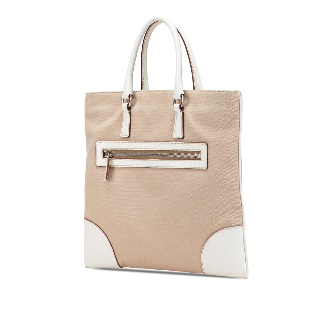 Prada Cinghiale Trimmed Canvas Canapa Tote - 2