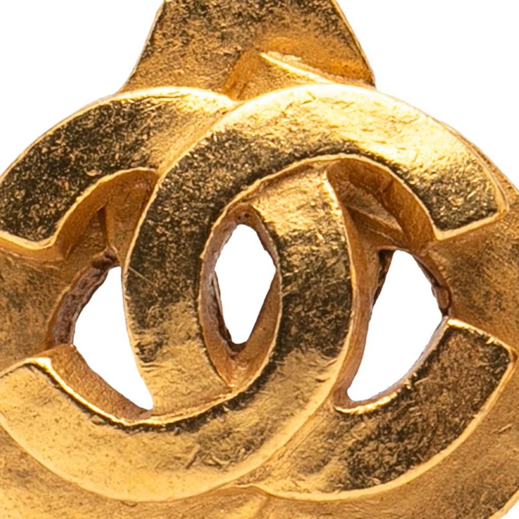 Chanel Gold Plated CC Heart Clip On Earrings - 3