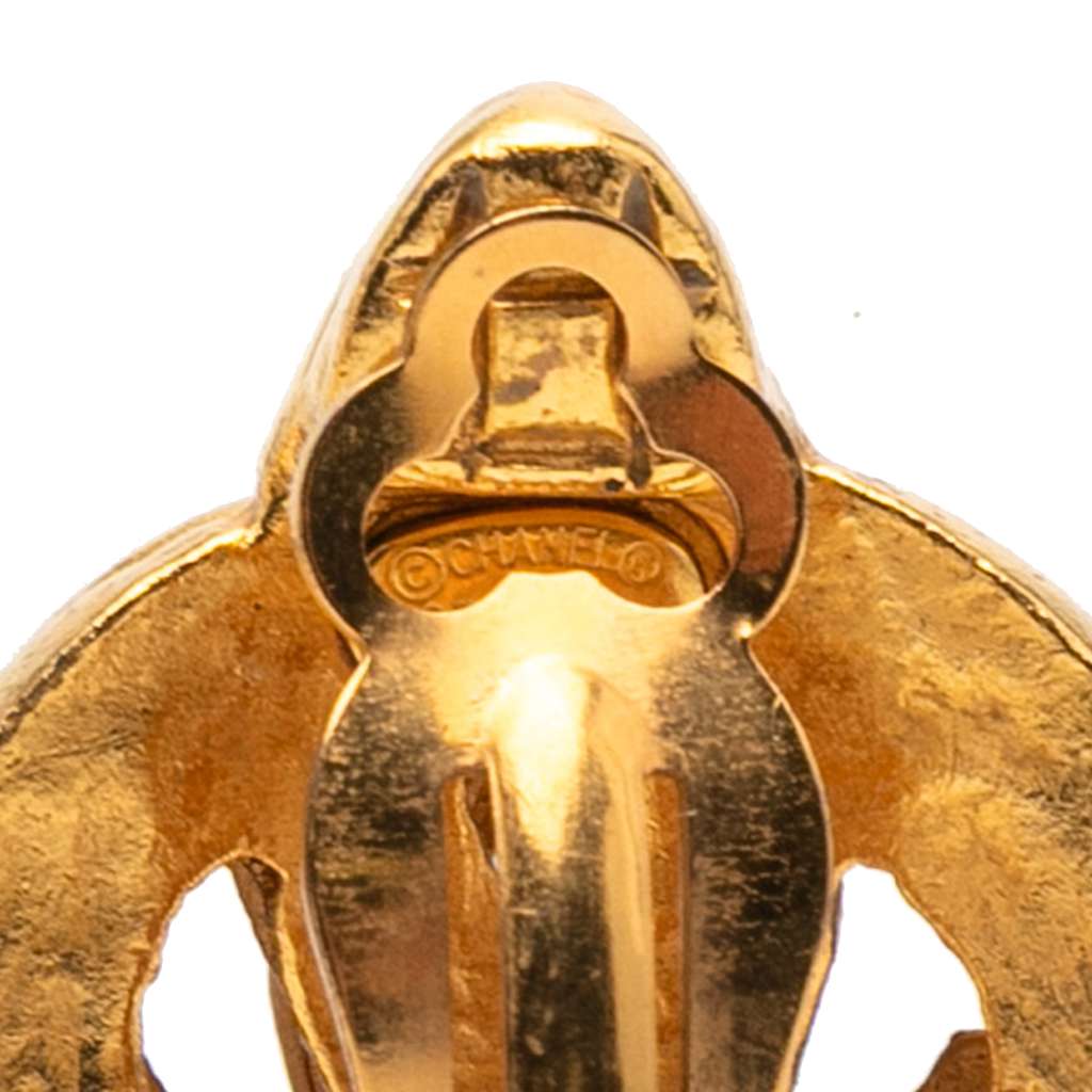 Chanel Gold Plated CC Heart Clip On Earrings - 5