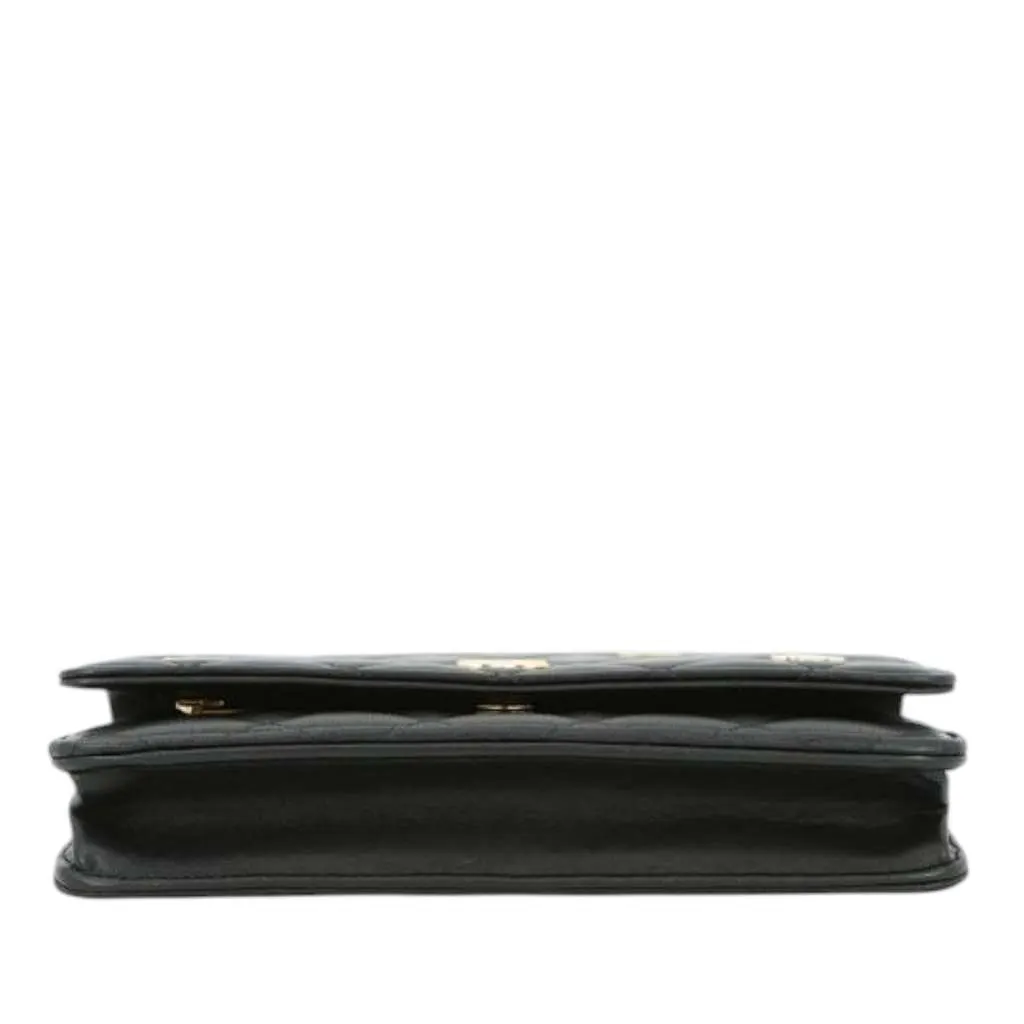 Chanel CC Quilted Lambskin Coco Casino Wallet On Chain Black Leather Good - Inside View