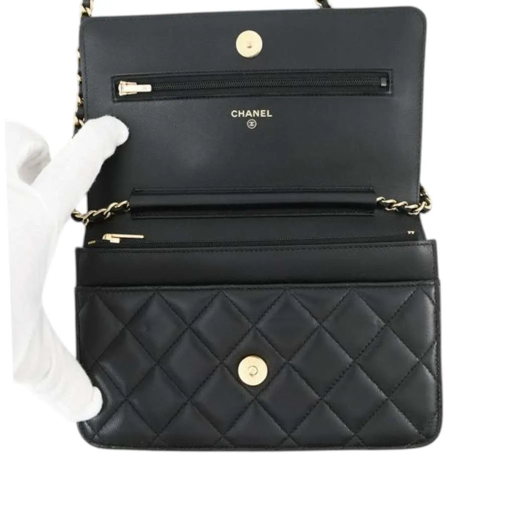 Chanel CC Quilted Lambskin Coco Casino Wallet On Chain Black Leather Good - Box View