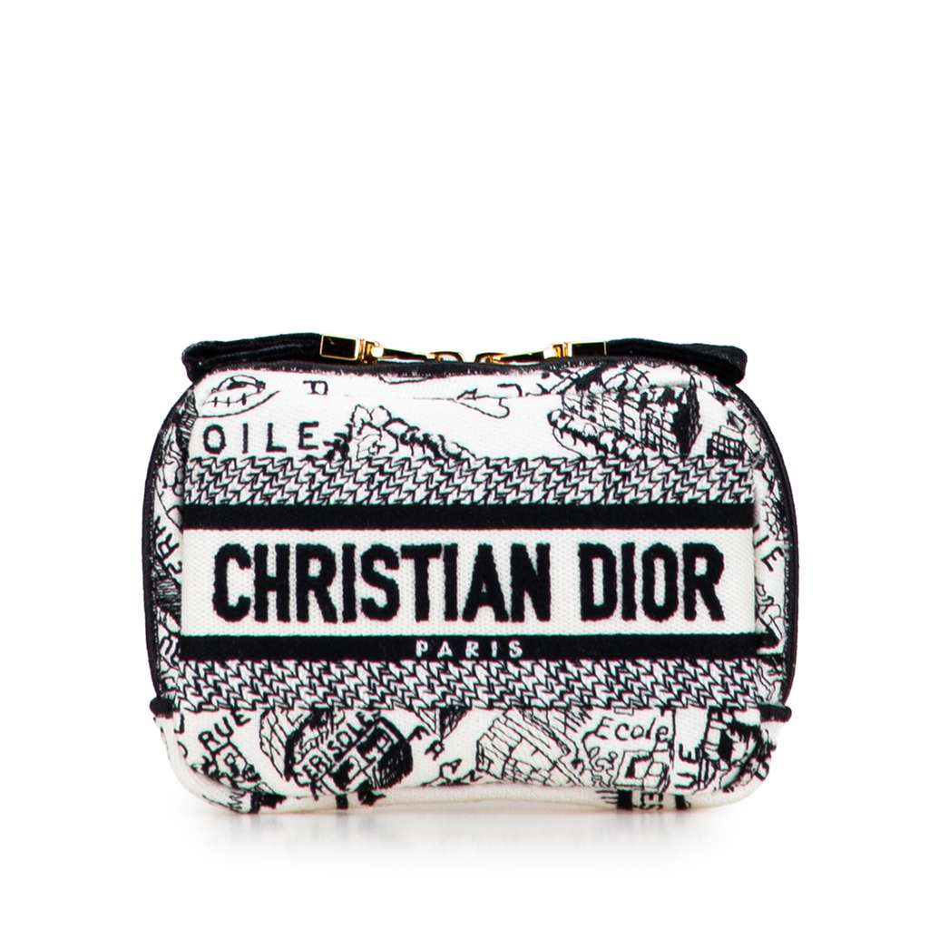Dior Canvas Embroidered Plan De Paris Cosmetic Pouch