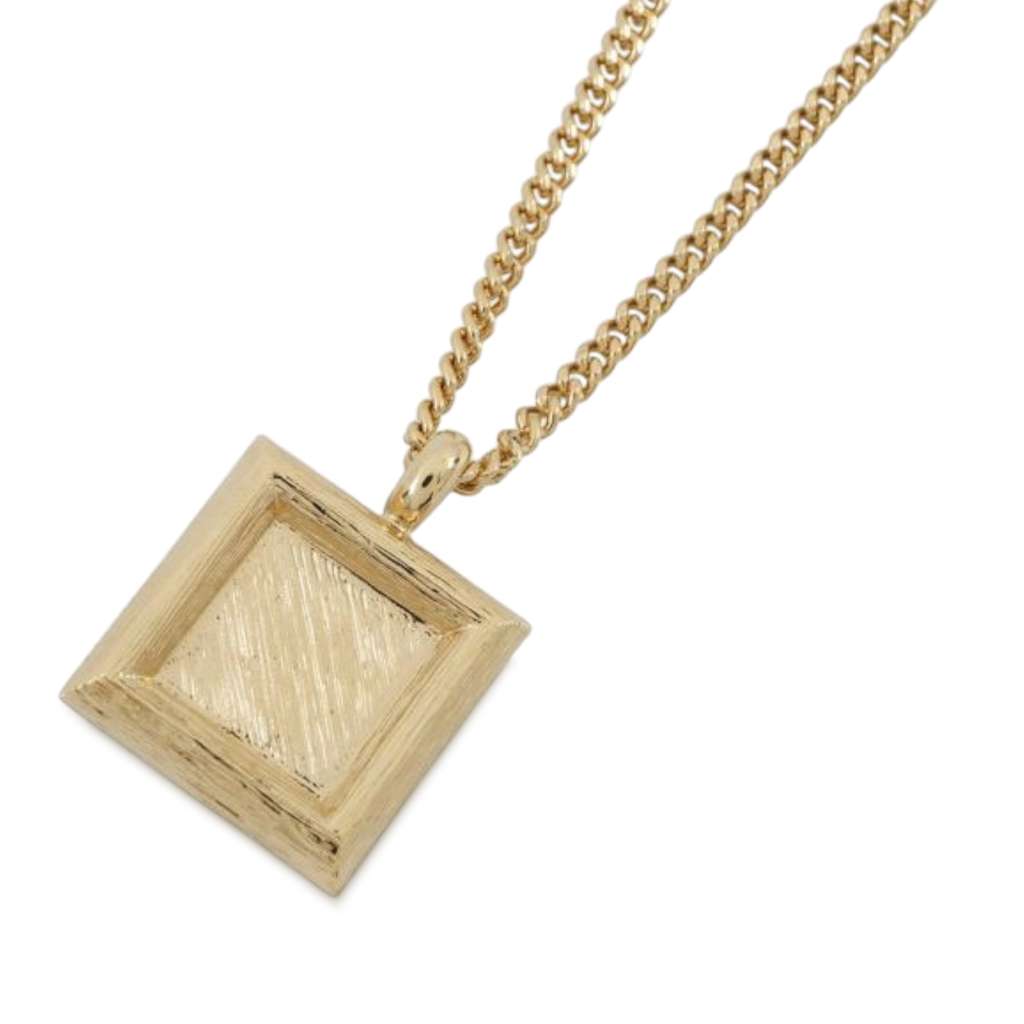 Chanel Gold Plated Rhinestone CC Square Pendant Necklace - 2