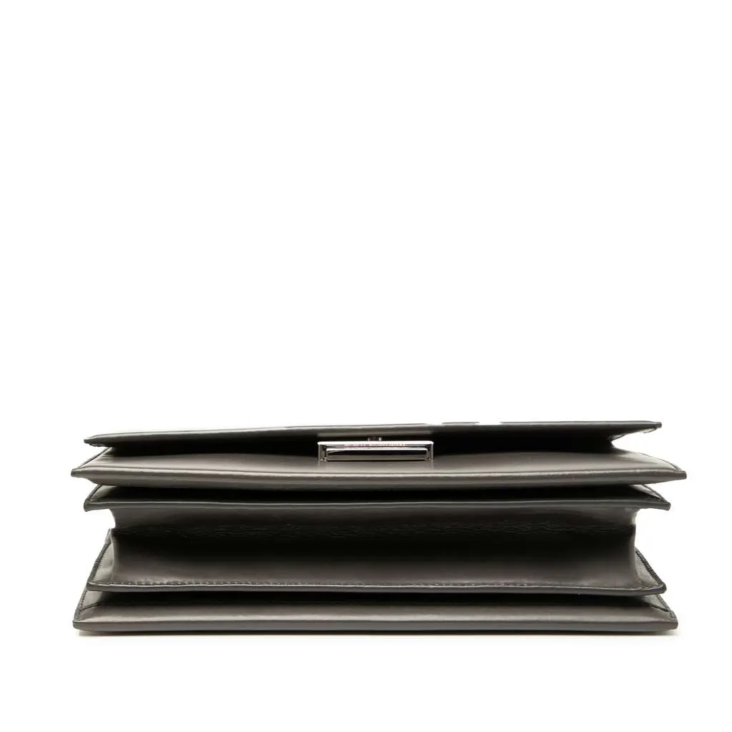 Saint Laurent Leather Babylone Top Handle Bag Grey Leather Good - Inside View