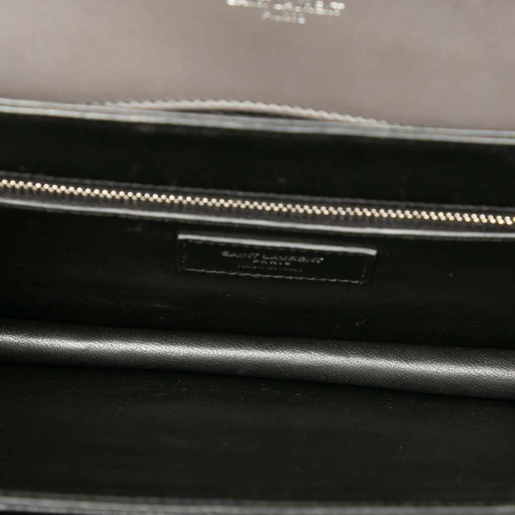 Saint Laurent Leather Babylone Top Handle Bag Grey Leather Good - Model View