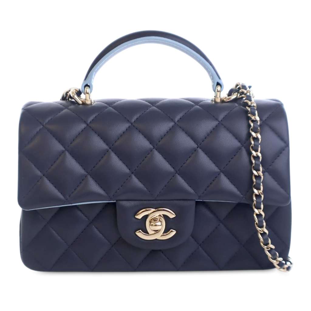 Chanel Mini Rectangular Lambskin Top Handle Flap