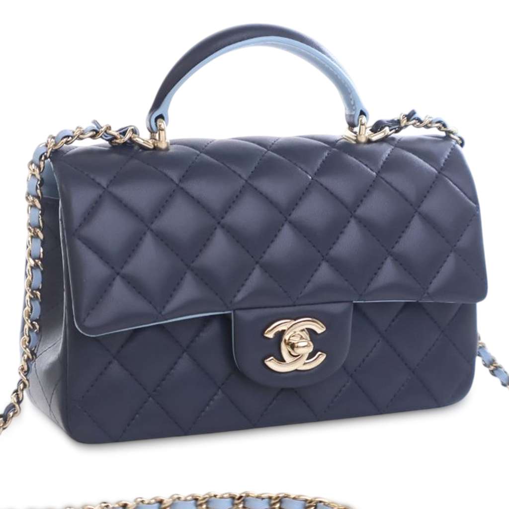 Chanel Mini Rectangular Lambskin Top Handle Flap - 2