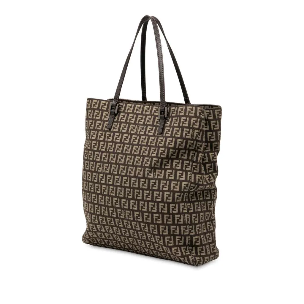 Fendi Zucchino Canvas Tote Brown Canvas Good - Back View