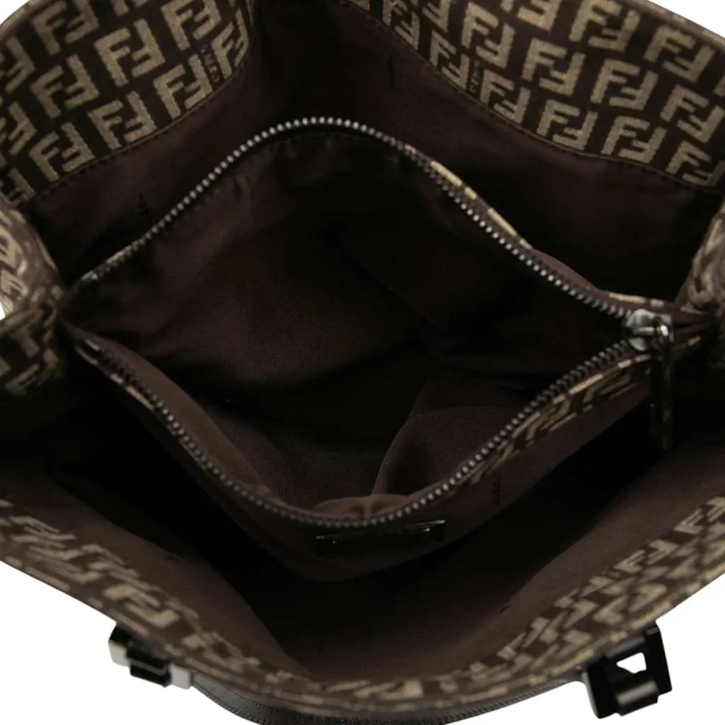 Fendi Zucchino Canvas Tote Brown Canvas Good - Model View