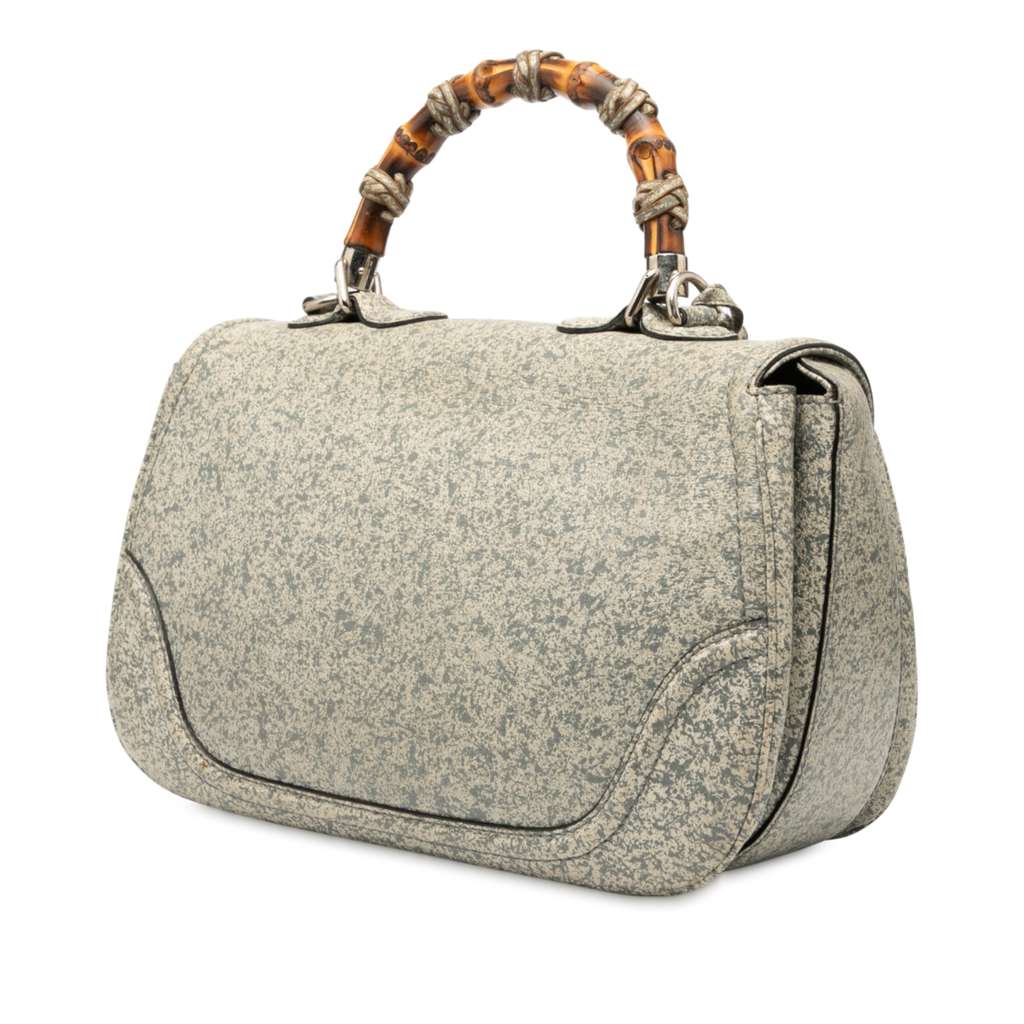 Gucci Large Speckled Leather New Bamboo Top Handle Bag - 2