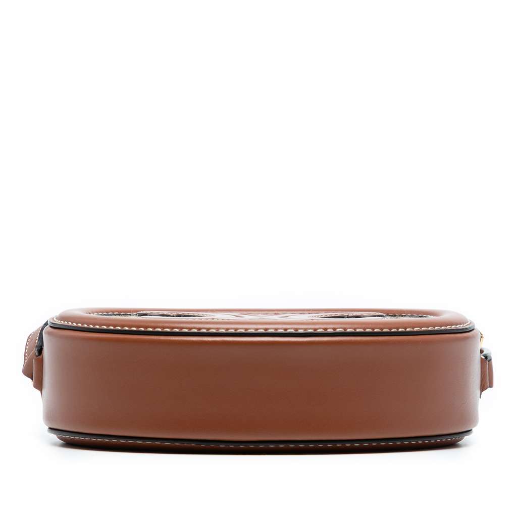 Celine Small Houndstooth Canvas and Calfskin Cuir Triomphe Oval Crossbody - 3