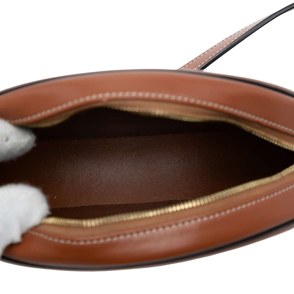 Celine Small Houndstooth Canvas and Calfskin Cuir Triomphe Oval Crossbody - 4