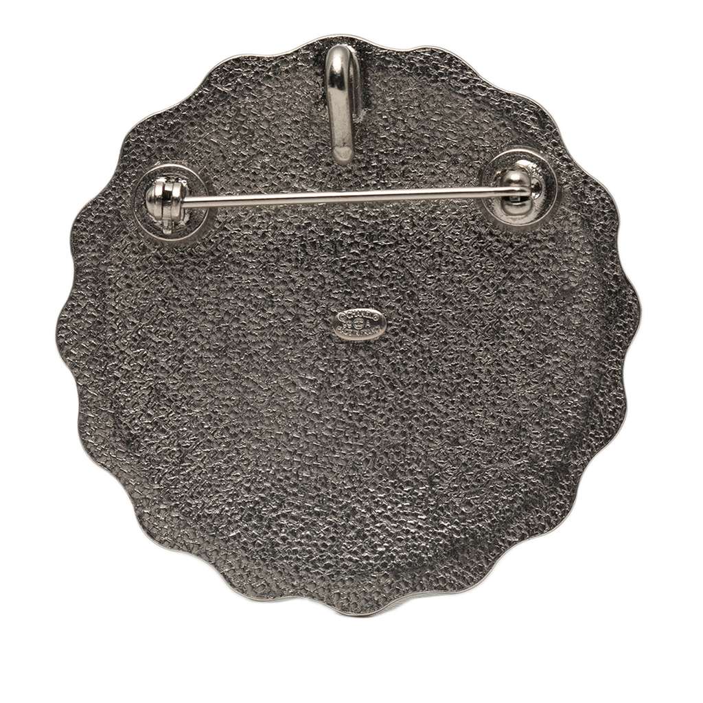 Chanel Silver Plated Medallion Floral Brooch - 2