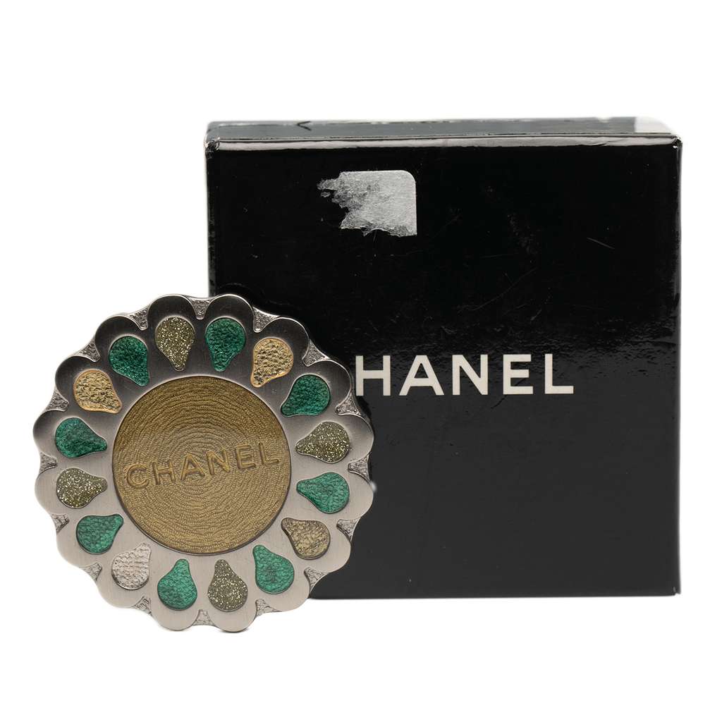 Chanel Silver Plated Medallion Floral Brooch - 4