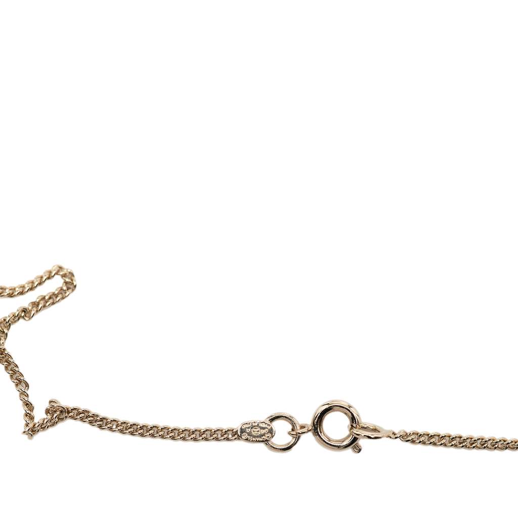 Chanel Gold Plated Resin CC Rhinestone Embellished Pendant Necklace - 3