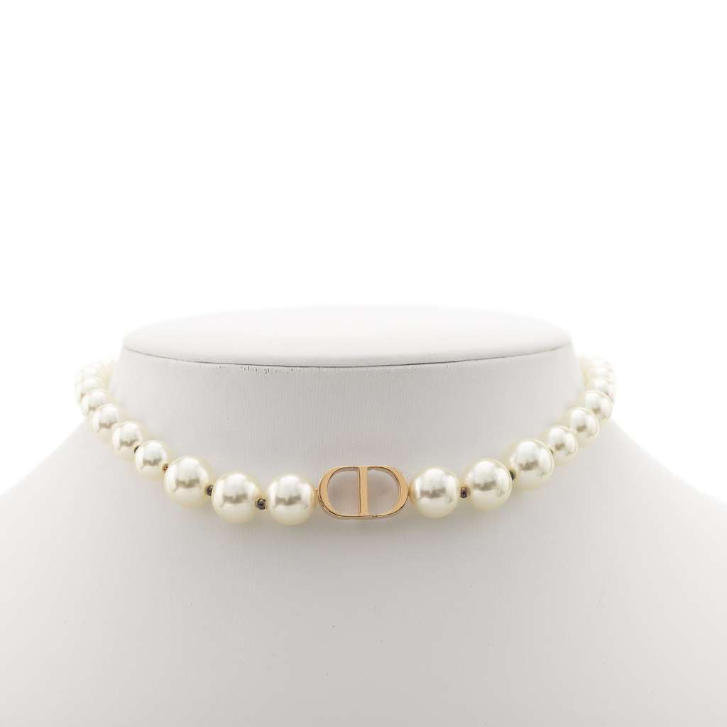 Dior Faux Pearl Gold Plated CD 30 Montaigne Chocker Necklace - 2
