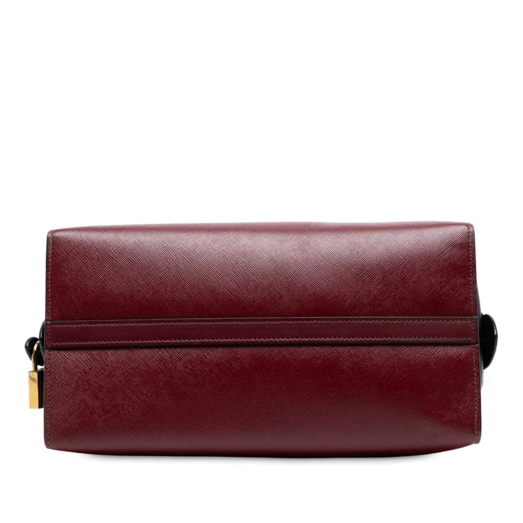 Prada Small Saffiano And City Calf Esplanade Satchel Red Leather Good - Inside View
