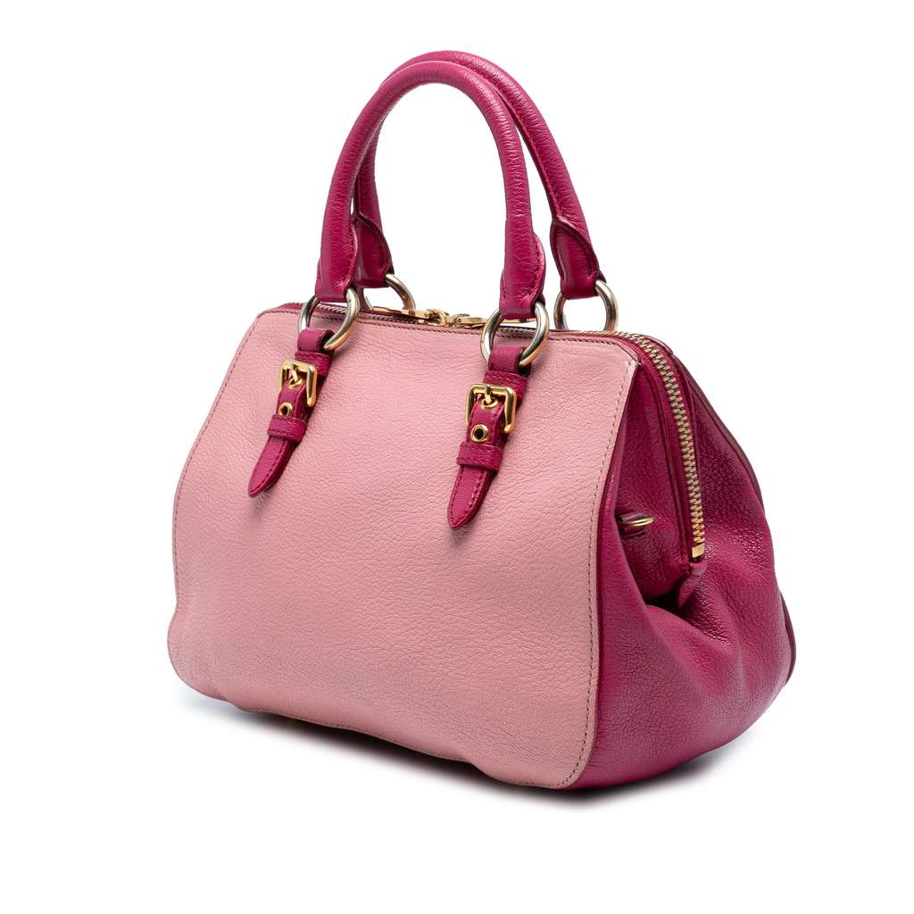 Miu Miu Bicolor Goatskin Madras Bowler Bag - 2