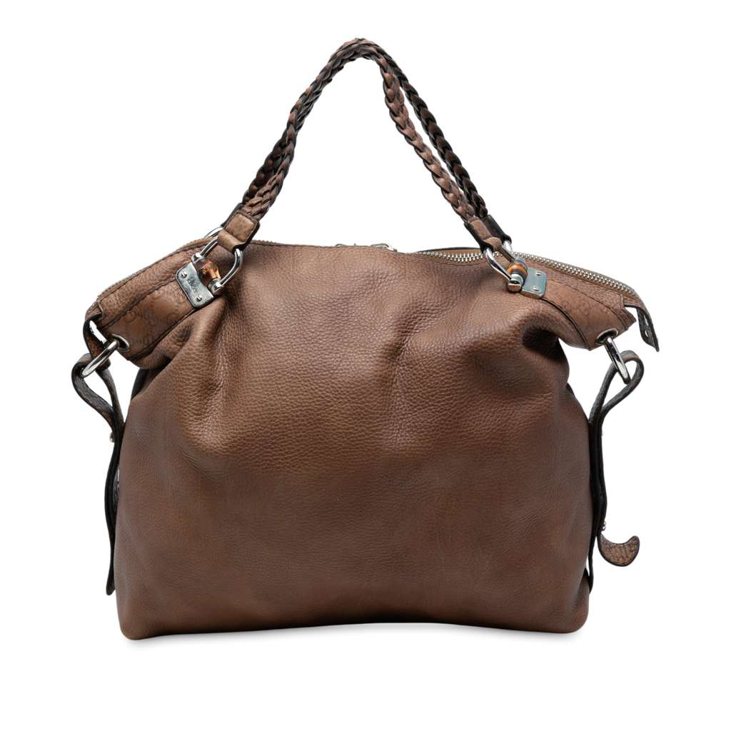 Gucci Large Leather Bamboo Bar Tote