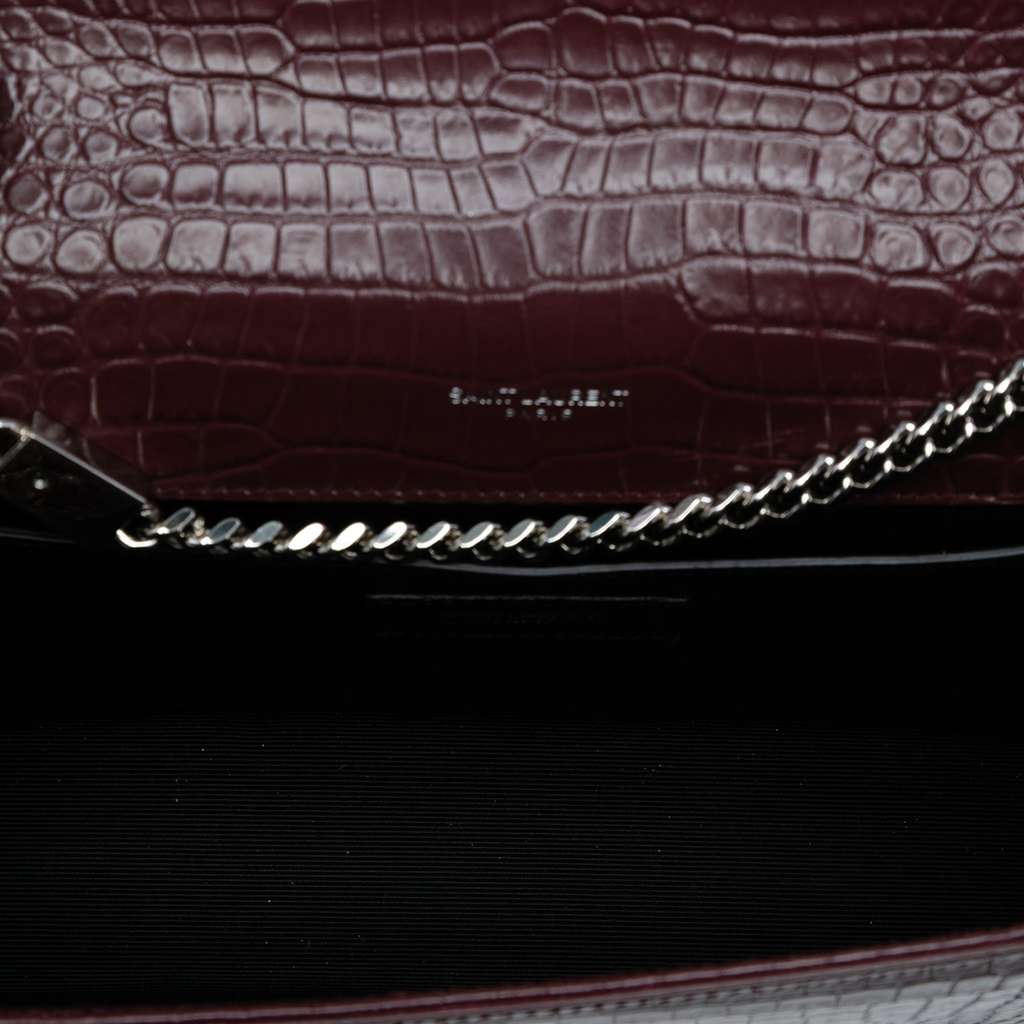 Saint Laurent Medium Croc Embossed Leather Monogram Kate Tassel Crossbody - 4