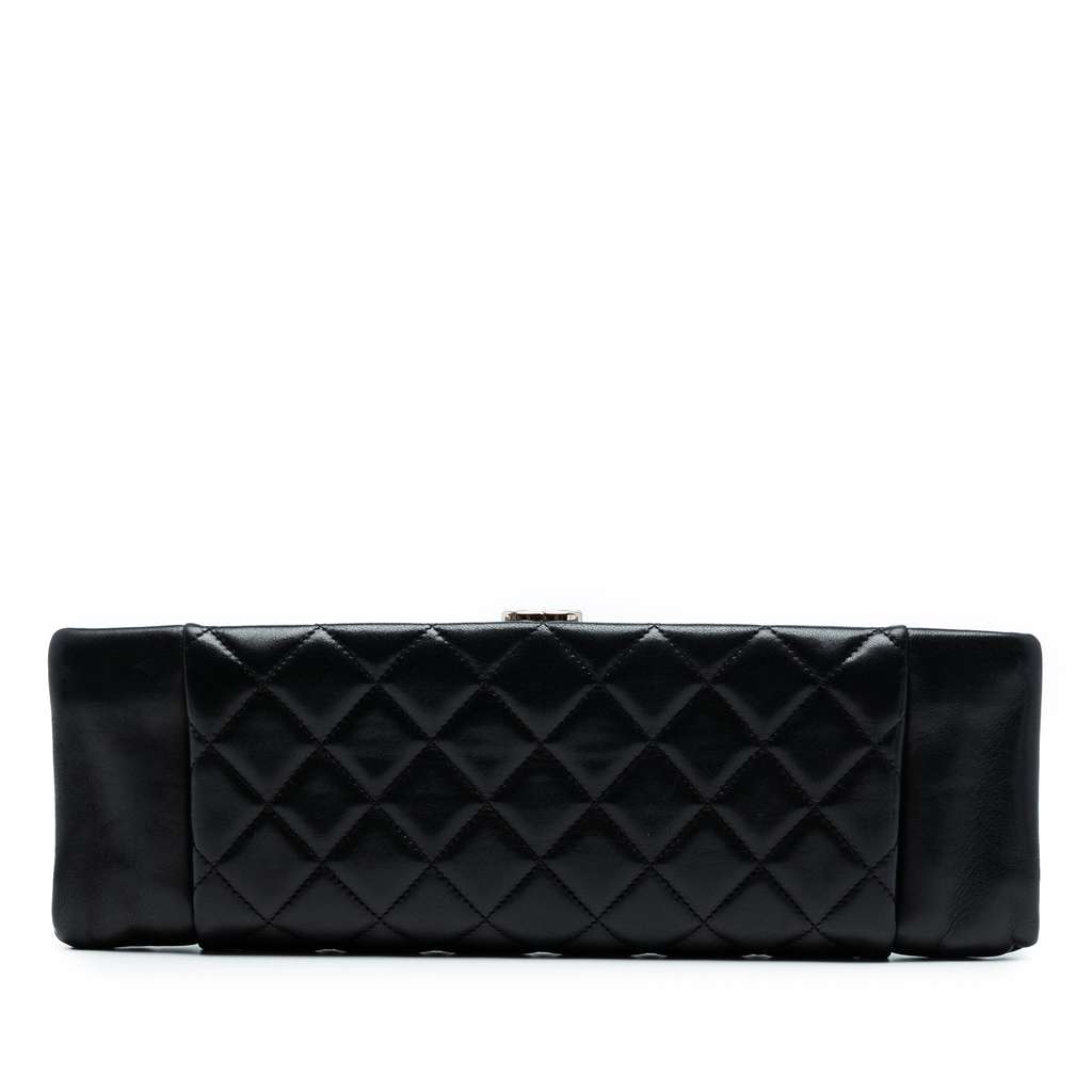 Chanel CC Quilted Lambskin Pleated Frame Clutch