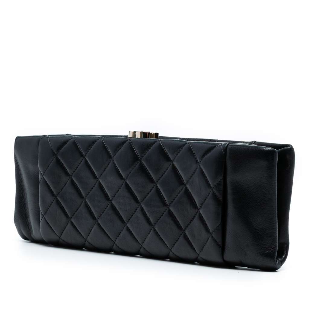 Chanel CC Quilted Lambskin Pleated Frame Clutch - 2