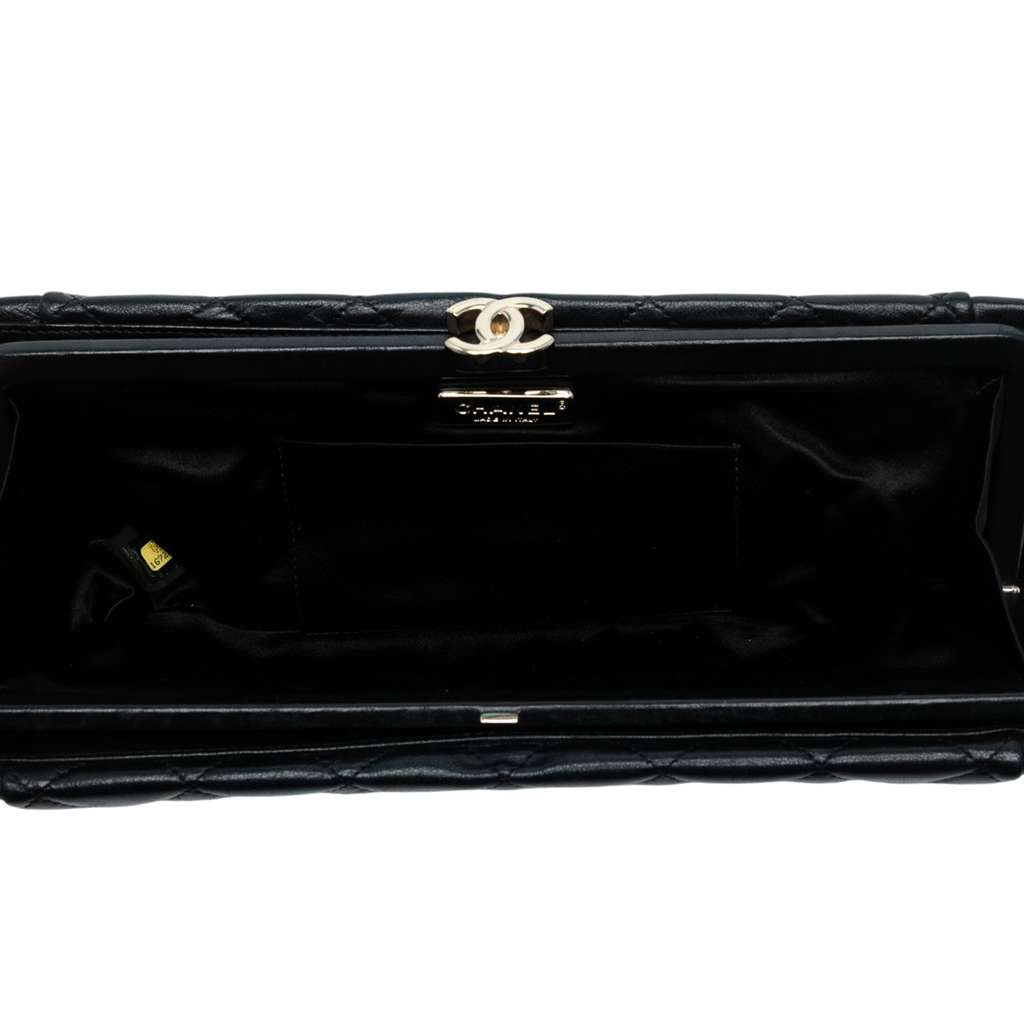 Chanel CC Quilted Lambskin Pleated Frame Clutch - 4